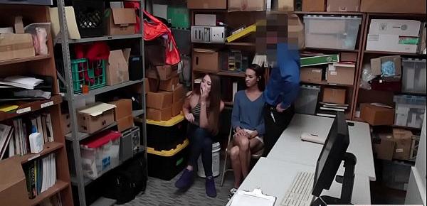  Two babes share sucking LP officers cock
